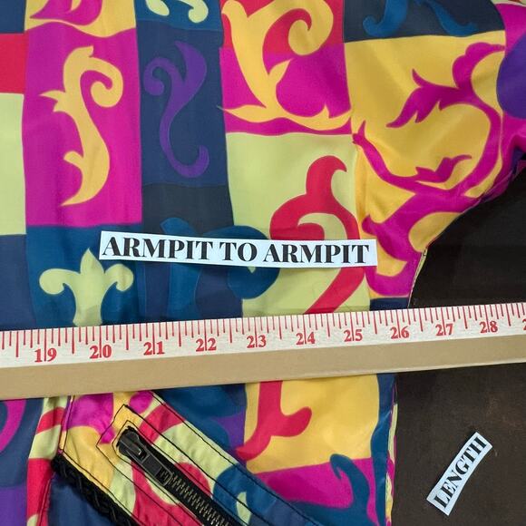 SKEA PARIS/VAIL  Y2K Winter Wear Vintage Abstact Winter Bomber Jacket Size 12 - Picture 9 of 13